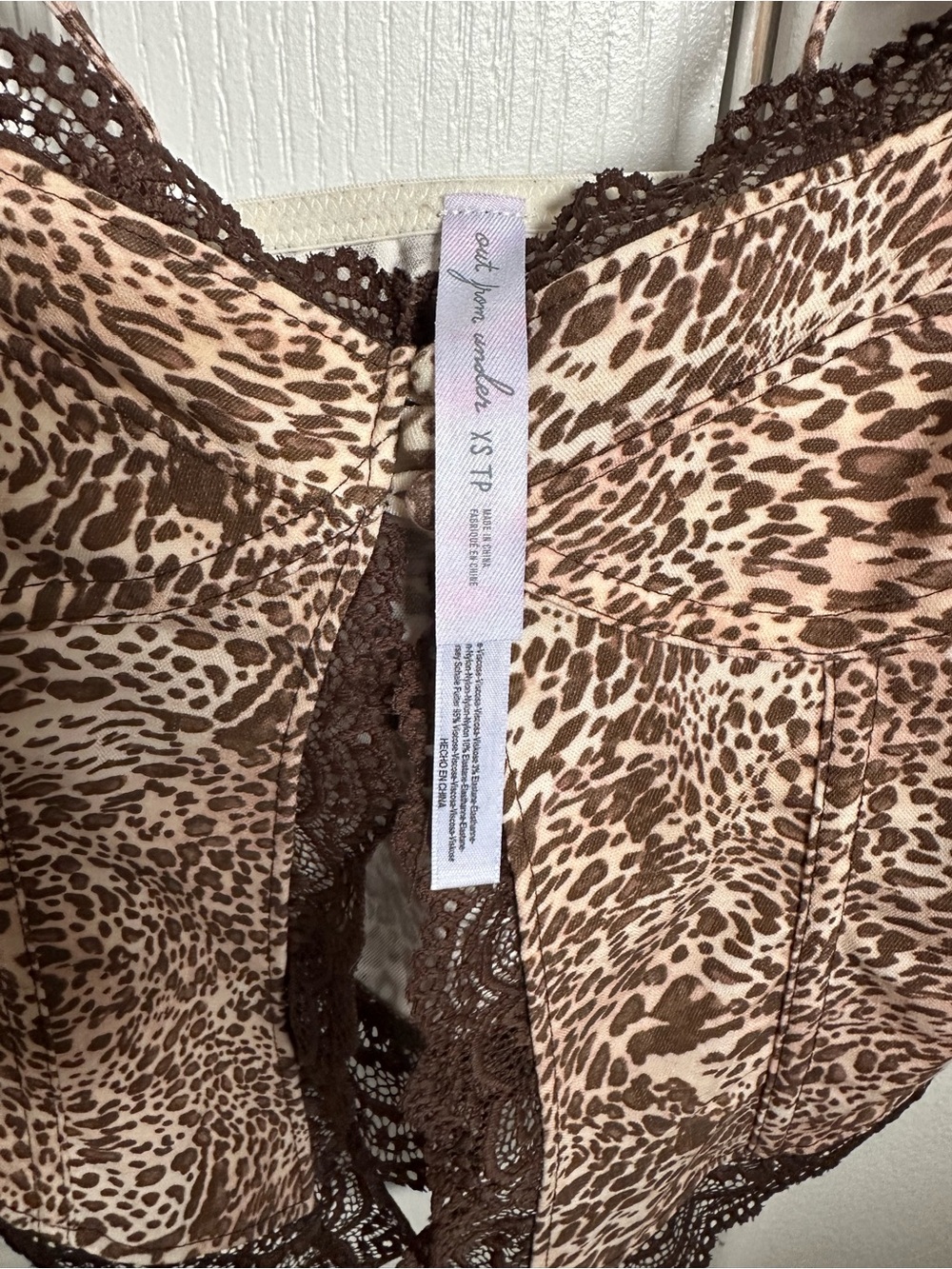 NWT Urban Outfitters Leopard Print Lace Trim Button Front Corset Tank- Size XS - Picture 5 of 6